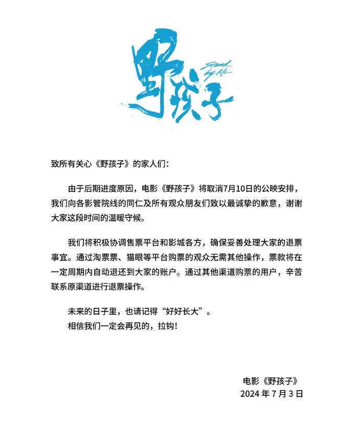 王俊凯新片《野孩子》官宣取消公映：提档撤档一日间发生 -2