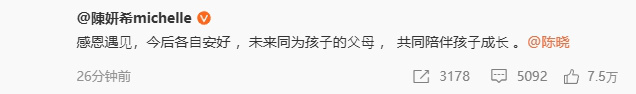 陈晓陈妍希婚变一年后发声：愿彼此未来安好 -2