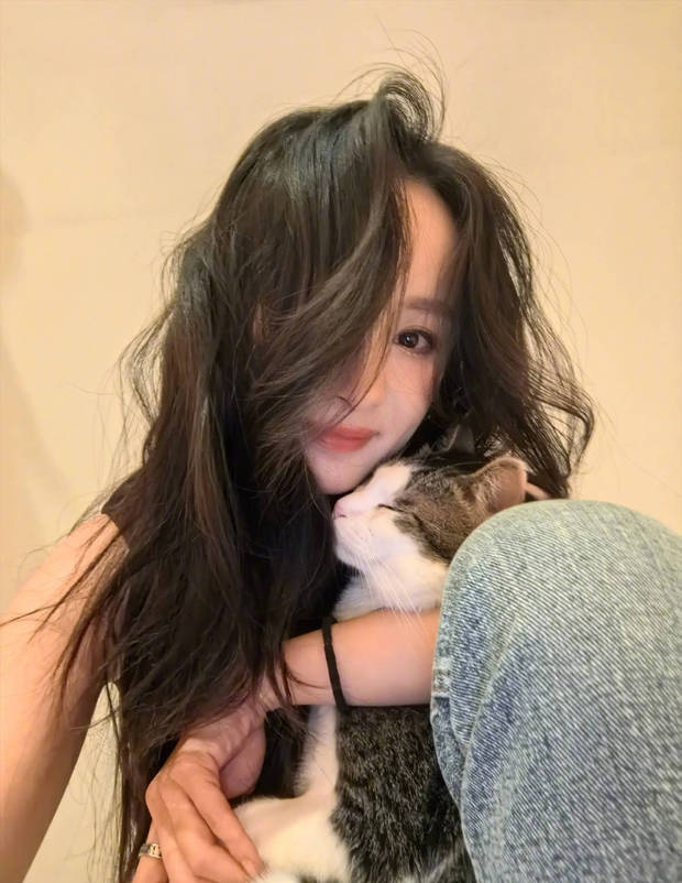 杨幂立夏晒照：与猫咪亲昵瞬间，爱意满满 -2