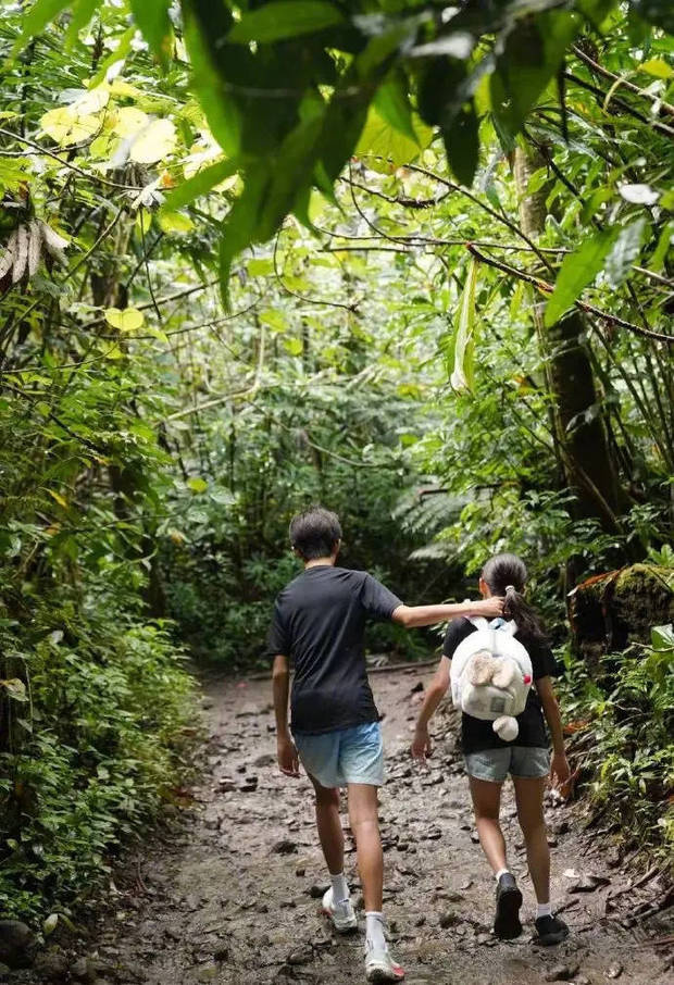 孙俪晒家庭爬山乐：四口同游，等等身高超妈《家庭爬山记》 -3
