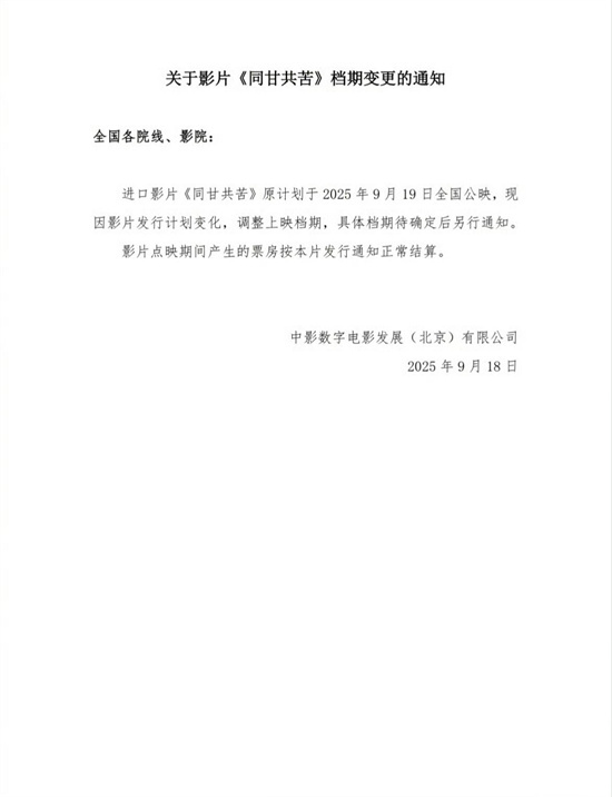 《同甘共苦》:爱情惊悚片撤档,上映日期待定 -1 《同甘共苦》:爱情惊悚片撤档,上映日期待定 -1